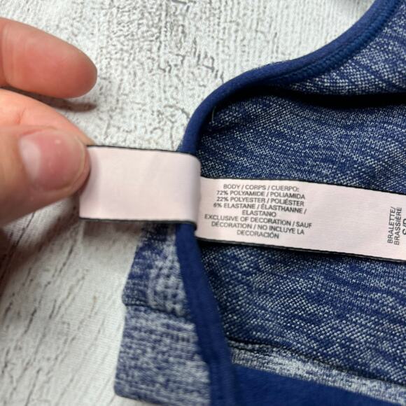 Victoria's Secret Blue Bralette Printed Backless Stretch Sporty Bra Size Small - Picture 6 of 7